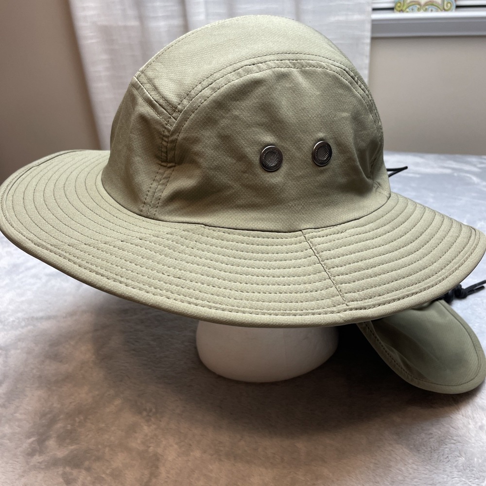 Free‎ Authority Boonie Hat Adult OSFM Khaki Green Vented Neck Flap Safari Active